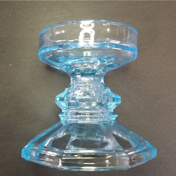 Vintage Blue Depression Glass Double Ended Pedestal Taper Candle Stick - Picture 3 of 6